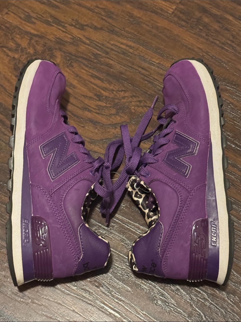 New Balance Purple Women's Athletic Sneakers with Leopard-Trim Collar - Picture 4 of 7